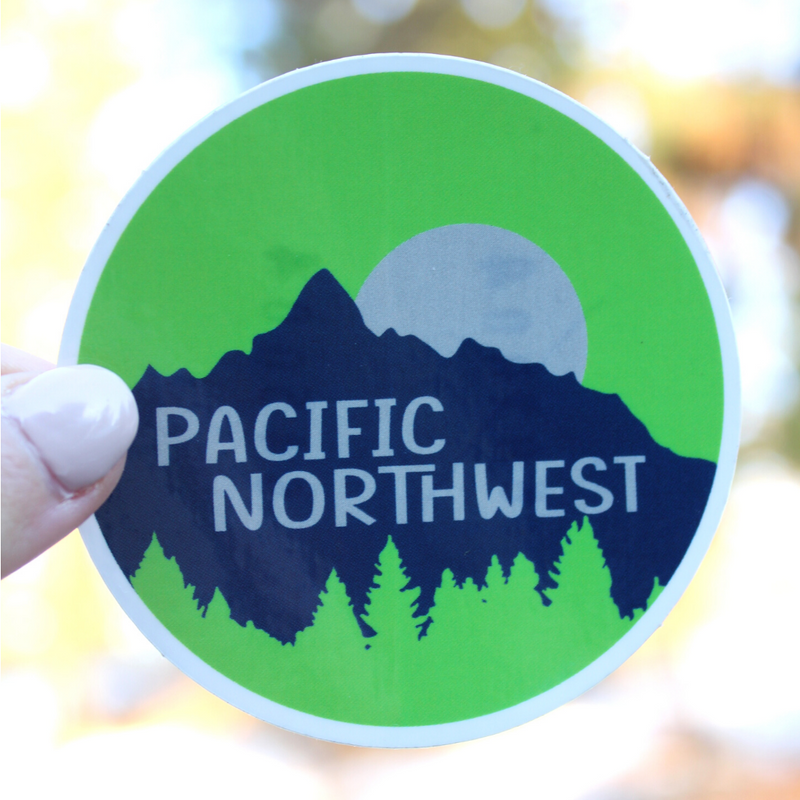 Load image into Gallery viewer, Pacific Northwest Blue Mountains Grey Sun Green Sky Sticker
