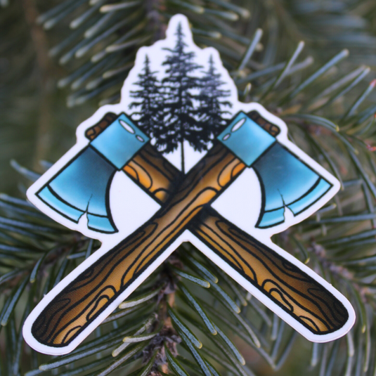 Crossed Hatchets Sticker