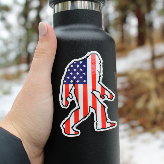 American Flag Sasquatch Sticker