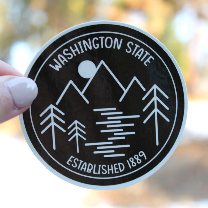 Black Washington State Line Art Sticker