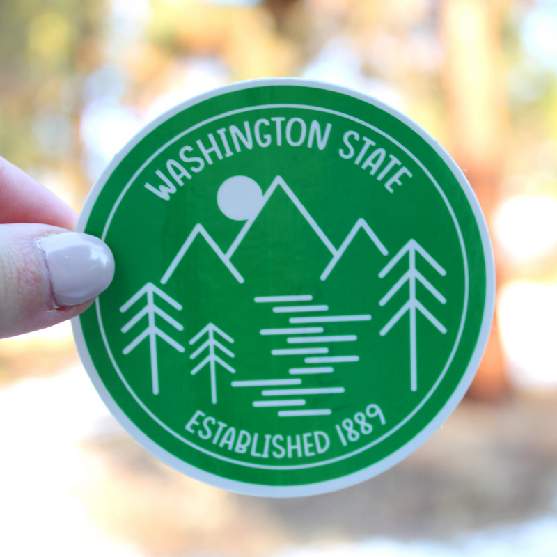Load image into Gallery viewer, Green Washington State Line Art Sticker
