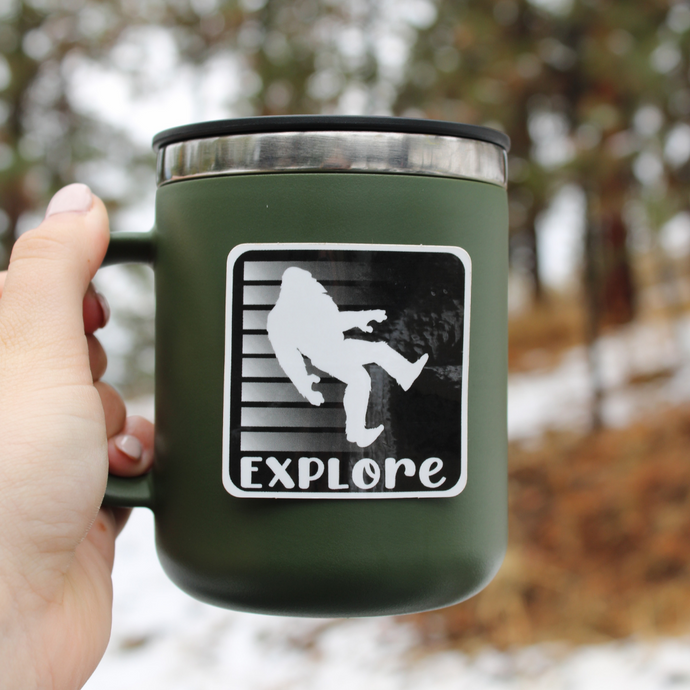 Explore Sasquatch White-to-Black Bars Black Sticker