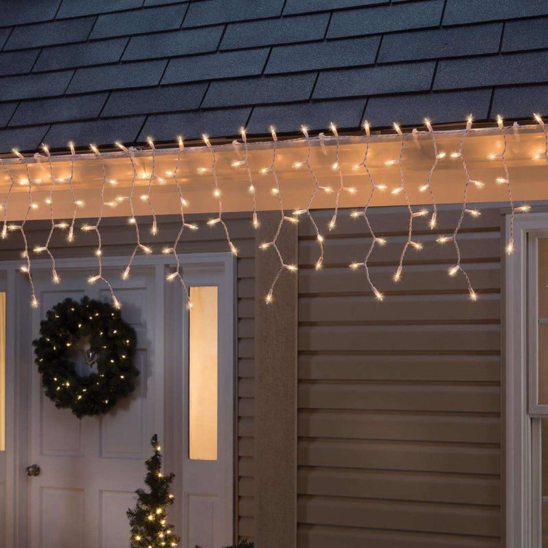 Load image into Gallery viewer, Celebrations Incandescent Mini Clear 300 ct Icicle Christmas Lights 17 ft.
