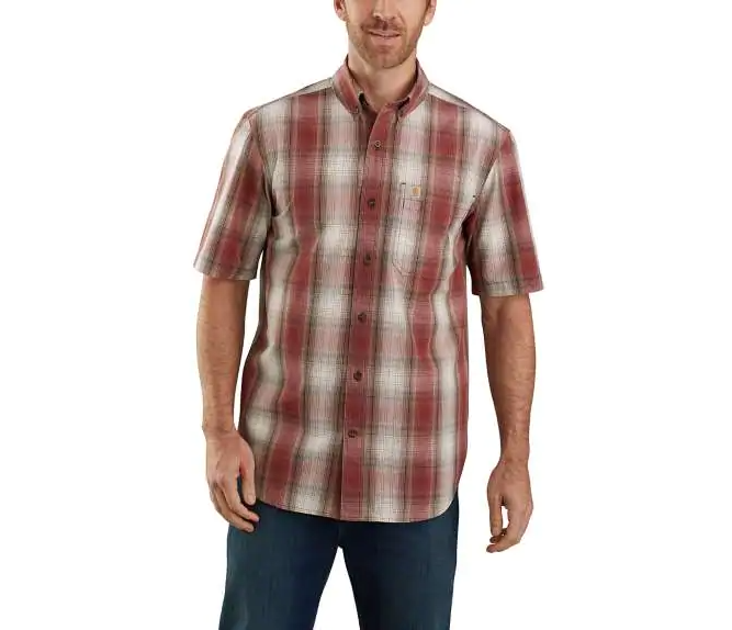 Load image into Gallery viewer, Relaxed Fit Lightweight Short Sleeve Button-front Plaid Shirt
