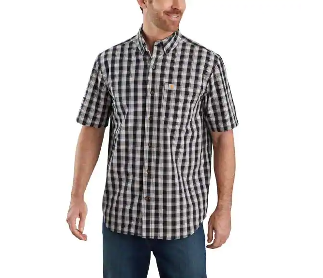Load image into Gallery viewer, Relaxed Fit Lightweight Short Sleeve Button-front Plaid Shirt
