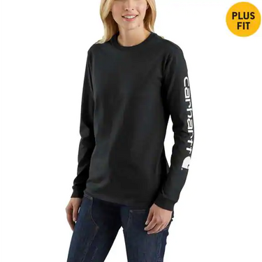 Carhartt Women's Loose Fit Heavyweight Long-Sleeve Logo Sleeve Graphic T-Shirt