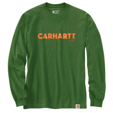 Carhartt Men's Heavyweight Logo Graphic T-Shirt (Arborvitae Heather) Size L