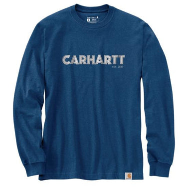 Carhartt Men's Heavyweight Logo Graphic T-Shirt (Lakeshore Heather) Size L
