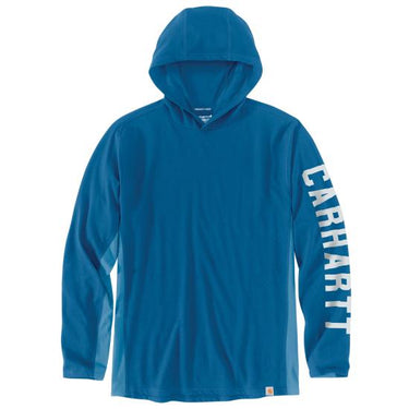 Carhartt Force® Relaxed Fit Long-Sleeve Logo Graphic Hooded T-Shirt (Marine Blue) Size XLT