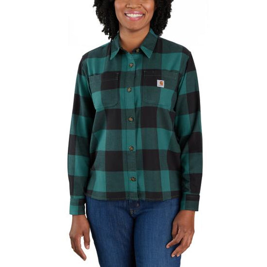 Carhartt 105574 - Women's Rugged Flex® Loose Fit Midweight Flannel Long-Sleeve Plaid Shirt Large