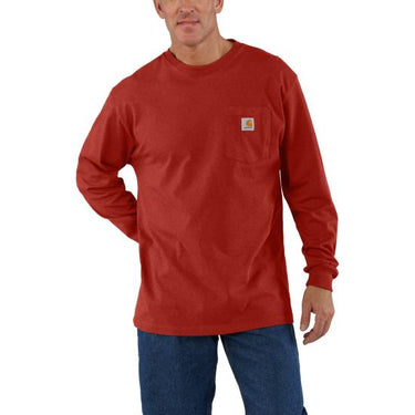 Carhartt Loose Fit Heavyweight Long-Sleeve Logo Sleeve Graphic T-Shirt (Chili Pepper Heather) Size XXL