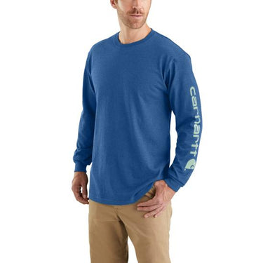 Loose Fit Heavyweight Long-Sleeve Logo Sleeve Graphic T-Shirt (Lakeshore Heather) Size M