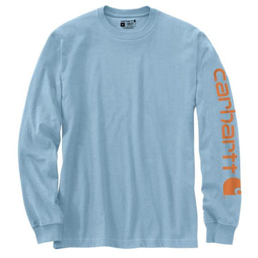 Carhartt Loose Fit Heavyweight Long-Sleeve Logo Sleeve Graphic T-Shirt (Moonstone) Size L
