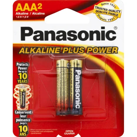Panasonic Battery, Alkaline, AAA, 2 Pack