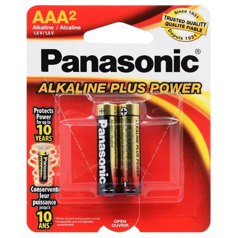Panasonic Battery, Alkaline, AAA, 2 Pack