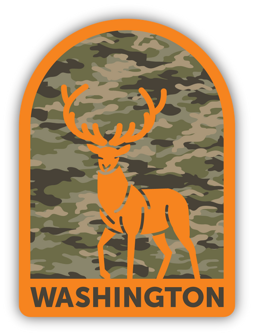 CAMO ORANGE DEER STICKER