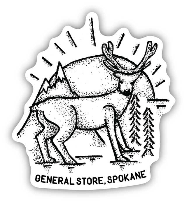 SPOKANE SUN DEER LARGE STICKER