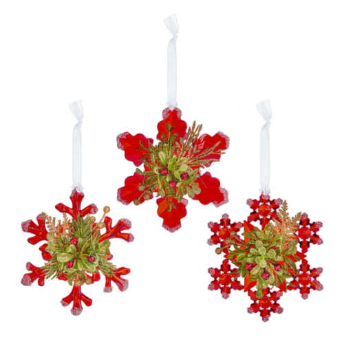 Kissing Krystals Red Jewel Snowflake Ornament