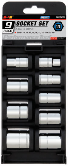 9 pc. 1/2 in. Dr. Metric Socket Set