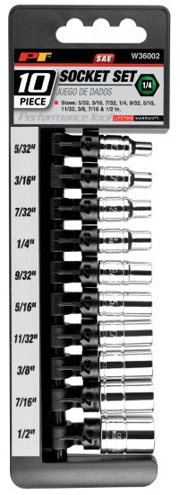 10 pc. 1/4 in. Dr. 6pt SAE Socket Set