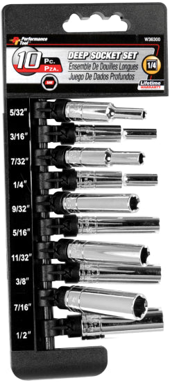 10 pc. 1/4 in. Dr. 6pt SAE DW Socket Set