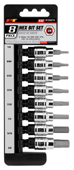 8 pc. 3/8 in. Dr. SAE Hex Bit Set