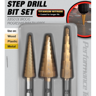 3 pc. Step Drill Set