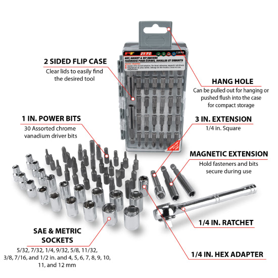 52 pc. Socket and Bit Driver Set