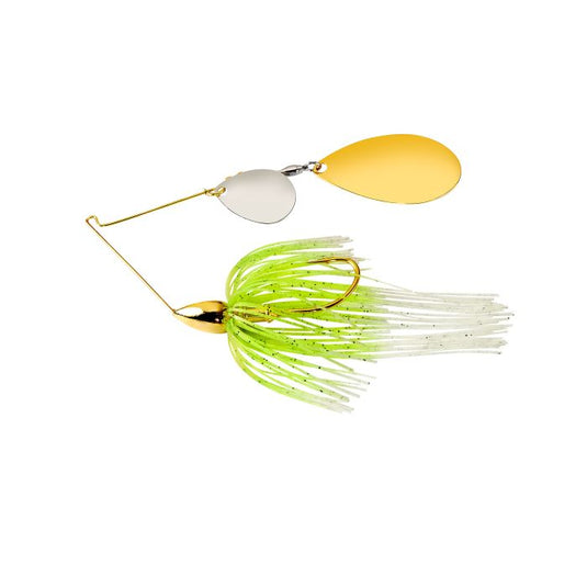 War Eagle Gold Frame Tandem Indiana Spinnerbait-White Chartreuse R-3/8 oz