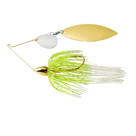 War Eagle Gold Frame Tandem Willow Spinnerbait-White Chartreuse-1/2 oz