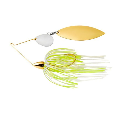 War Eagle Gold Frame Tandem Willow Spinnerbait-Hot White Chartreuse-1/2 oz