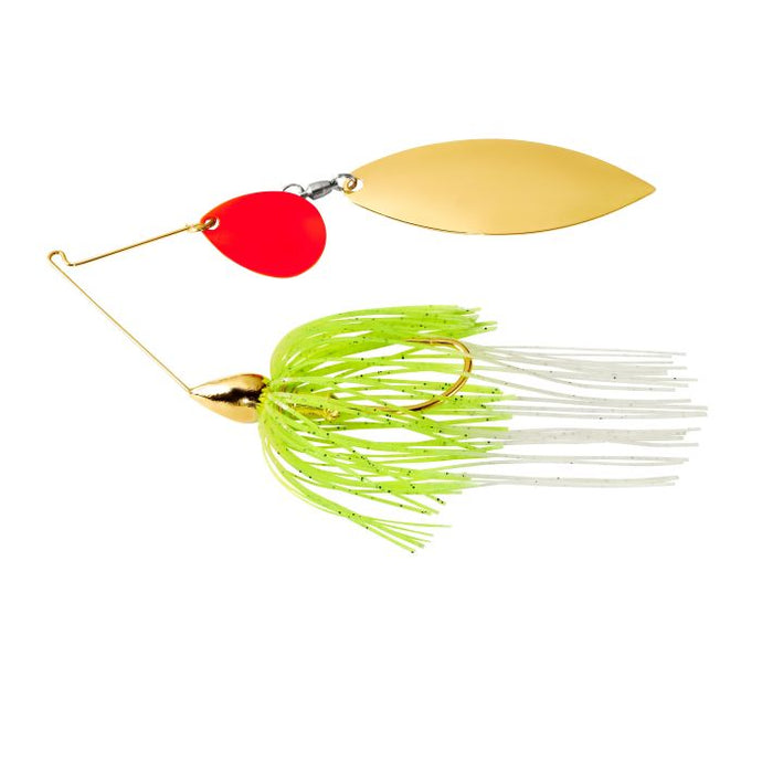 War Eagle Gold Frame Tandem Willow Spinnerbait-White Chartreuse RK-1/2 oz